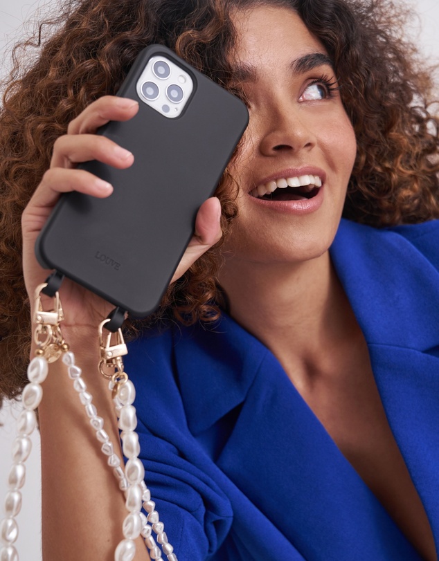 LOUVE COLLECTION - Le Cafe Noir Phone Case + Pearl Crossbody Chain & Wristlet