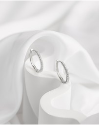 Wanderlust + Co - Classic Pave Silver 17mm Hoop Earrings
