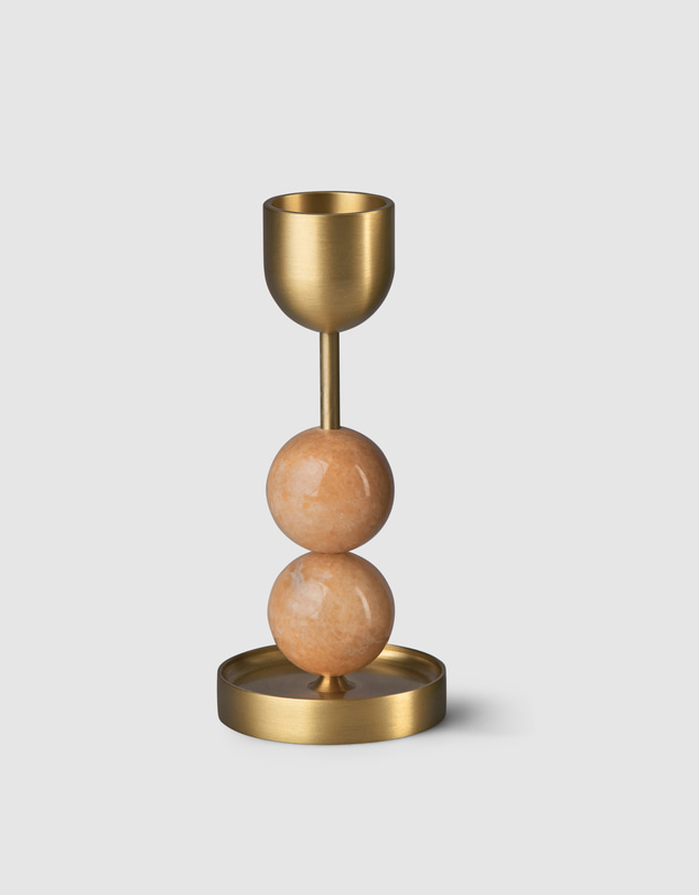 Black Blaze - Beaded Fountain Brass Candle Holder