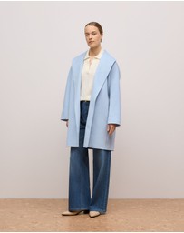 Trenery - Double Faced Wool Wrap Coat in Mist Blue