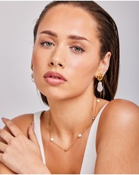 Zoe Olivia - Waterproof Spiral Stud Pearl Drop Earrings
