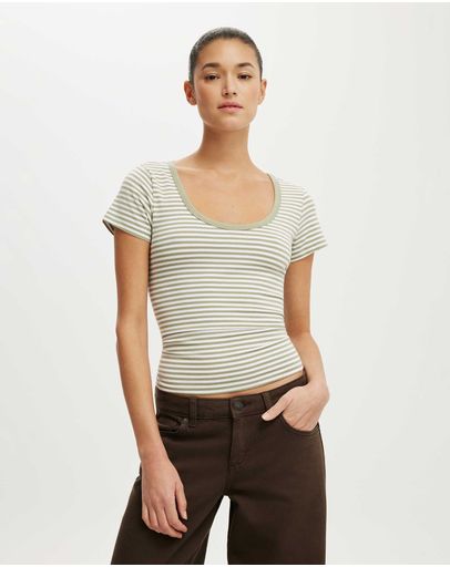 MADI STRIPE PALE EUCALYPTUSWHITE