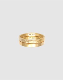Elli Jewelry - Ring 2er Basic Set 925 Sterling Silver Gold-Plated