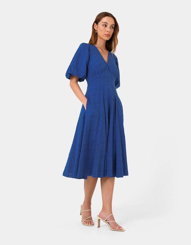 Forcast - Iris Puff Sleeve Midi Dress