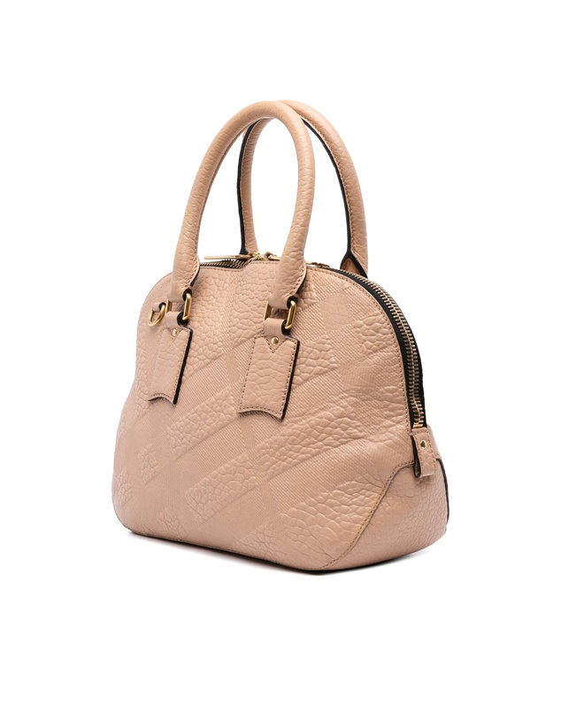 Pre-Loved by Azura Reborn - Pre-Loved Medium Heritage Grain Check Embossed Orchard Bowling Bag
