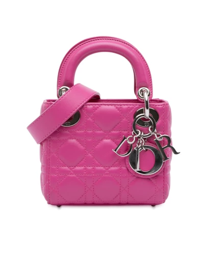 Dior - Pre-Loved Mini Lambskin Cannage Lady Dior