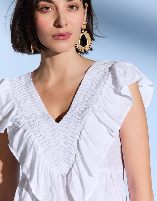 NEXT - Sleeveless Ruffle V-Neck Top