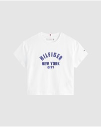 Tommy Hilfiger - Satin Logo Applique Relaxed T-Shirt - Teens