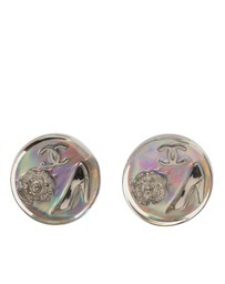Pre-Loved by Azura Reborn - Pre-Loved CC Resin Holographic Camellia Round Clip On Earrings