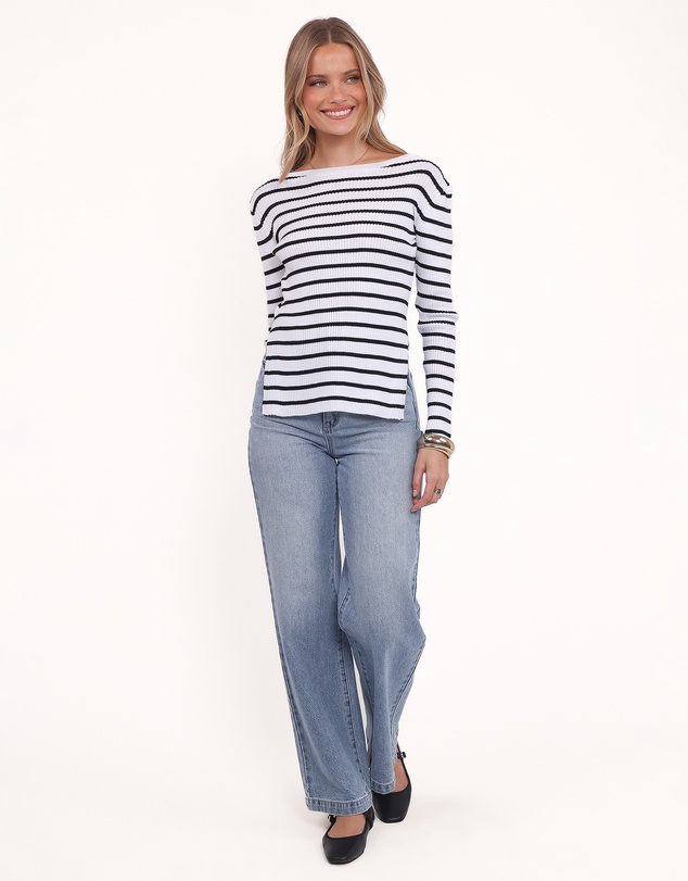Petal & Pup - Alvina Knit Top - White Black Stripe