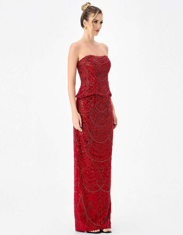 Bariano - Ruzy Peplum Sequin Gown
