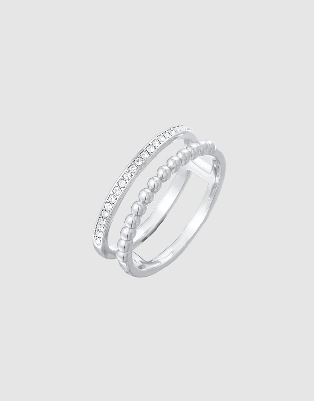 Elli Jewelry - Ring 2 in 1 Design Crystal Brass Collection