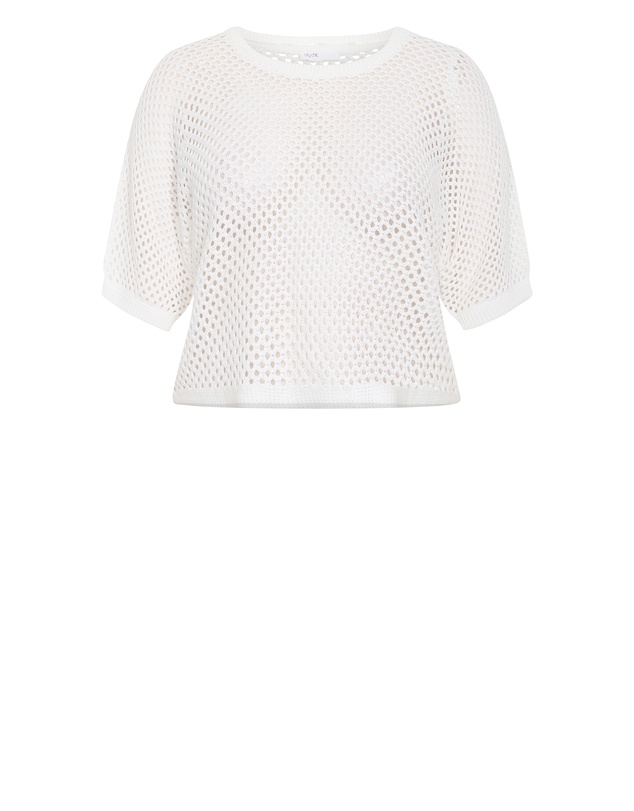 City Chic - Plus size Crochet Knit Top - ivory