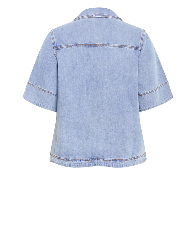City Chic - Plus size Tiana Pocket Cotton Denim Top - ice wash