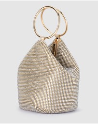 Olga Berg - Ellie Crystal Mesh Ring Handle Bag