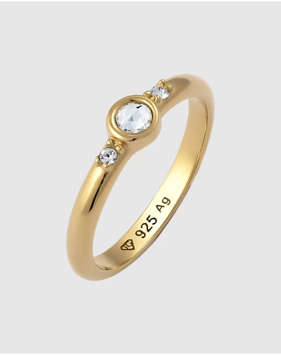 Elli Jewelry - Ring Crystal 925 Sterling Silver Gold-Plated