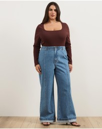 Atmos&Here Curvy - Organic Cotton Rib Scoop Neck Top