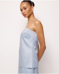 AERE - Vesper Satin Strapless Top