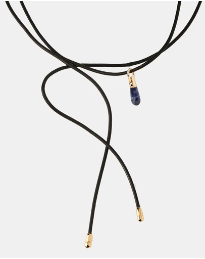 PDPAOLA - Sodalite Drop Pendant Leather Necklace