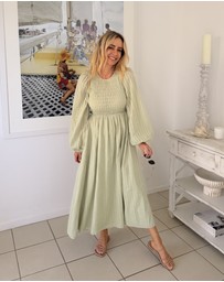 Esther & Co - Iolana Dress - Soft Khaki Long Sleeve