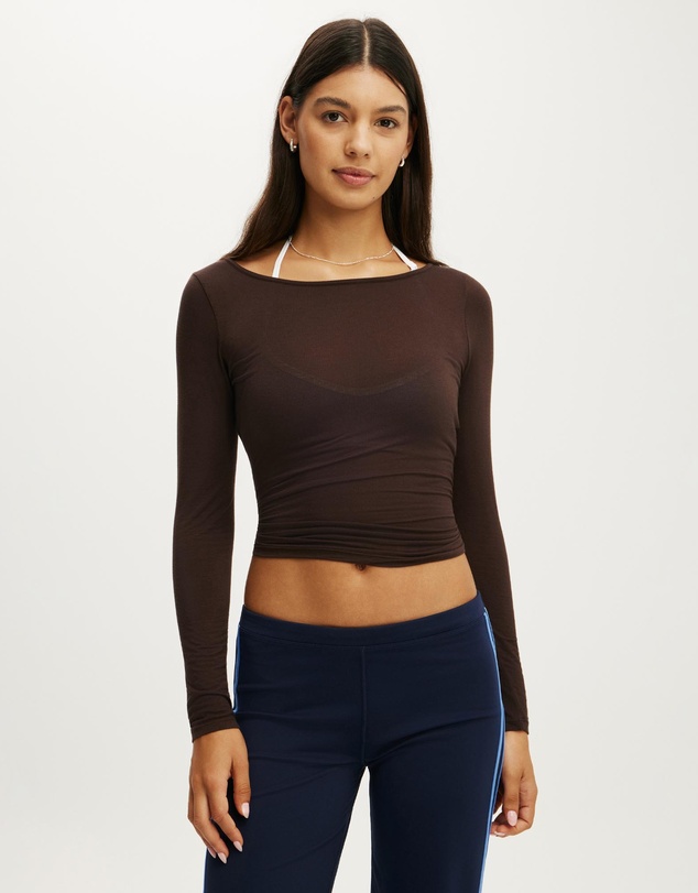 Cotton On Body Active - Active Sheer Boat Neck Long Sleeve