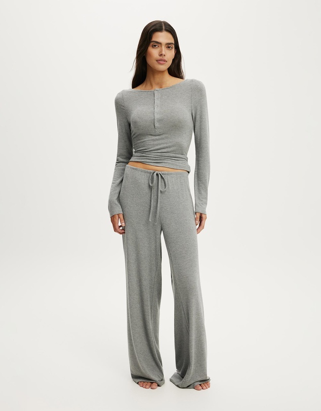 Cotton On Body - Super Soft Boat Neck Henley Long Sleeve