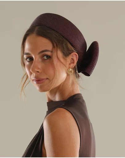 Morgan & Taylor - Tara Racewear Pillbox Hat in Dark Cherry Red