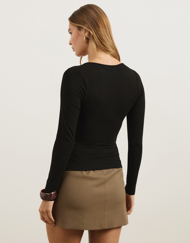 Atmos&Here - Sienna V-Neck Beaded Ruched Long Sleeve Top