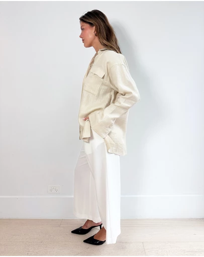 Cirkular - Pre-Loved - Bondi Born Sand Linen Shirt