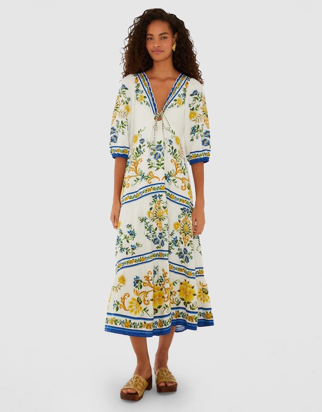 Farm Rio - Emily Floral Tapestry Off-White Maxi Dress