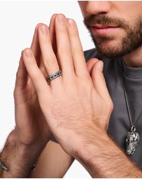 THOMAS SABO - Ring Wide Crocodile Shell with Stones Silver Blackened