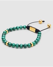 Nialaya Jewellery - Men's Beaded Bracelet with Malachite and Gold