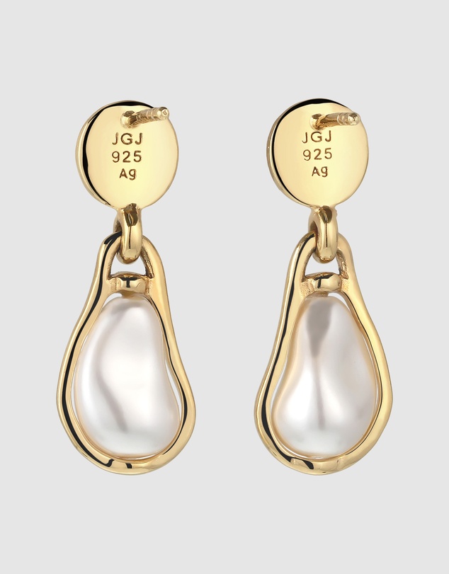 Elli Jewelry - Flowing Pearl Drop Earrings in Gold-Plated 925 Silver