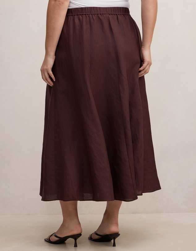 Forever New Curve - Georgina Curve Linen Blend Midi Skirt