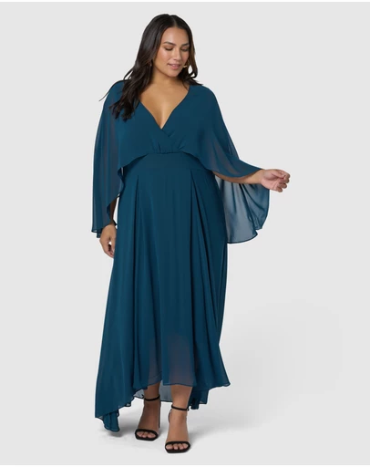 Pink Dusk by Curve Project - Electric Chemistry Cape Maxi Dress