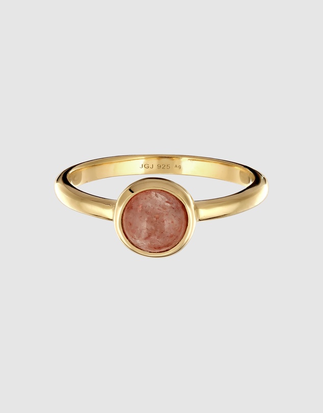 Elli Jewelry - Ring Feldspar 925 Sterling Silver Gold-Plated