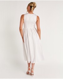 Six Stories - Drop Waist Midi Dress with Volume Skirt