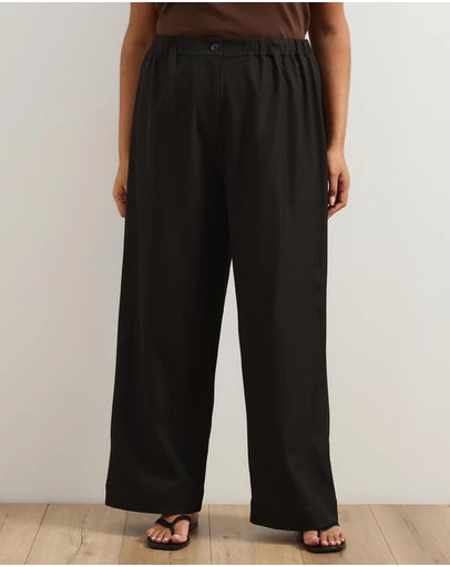 Atmos&Here Curvy - Wide Leg Pants With Elasticated Waistband