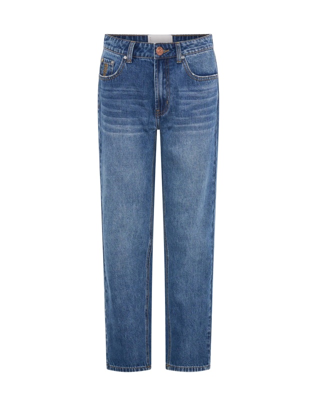 ONE TEASPOON - Slims High Waist Cropped Straight Slim Fit Denim Jeans - Blue Love
