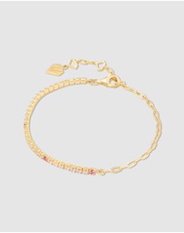 Wanderlust + Co - Pave 14K Gold Vermeil Blush Mini Tennis Chain Bracelet