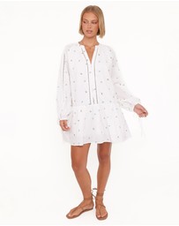 Petal & Pup - Hart Long Sleeve Mini Dress - White Floral