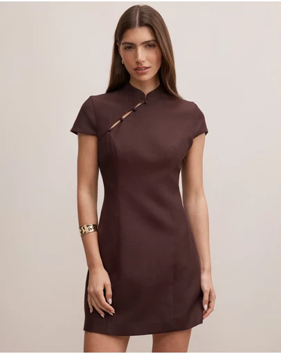 Forever New - Jessie Asymmetric Button Collar Mini Dress