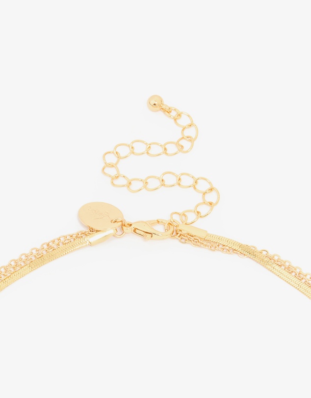 Lovisa - Gold Plated Cubic Zirconia Teardrop Snake Chain Layered Necklace