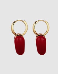 Elli Jewelry - Earring Hoops Heart Resin 925 Sterling Silver Gold-Plated