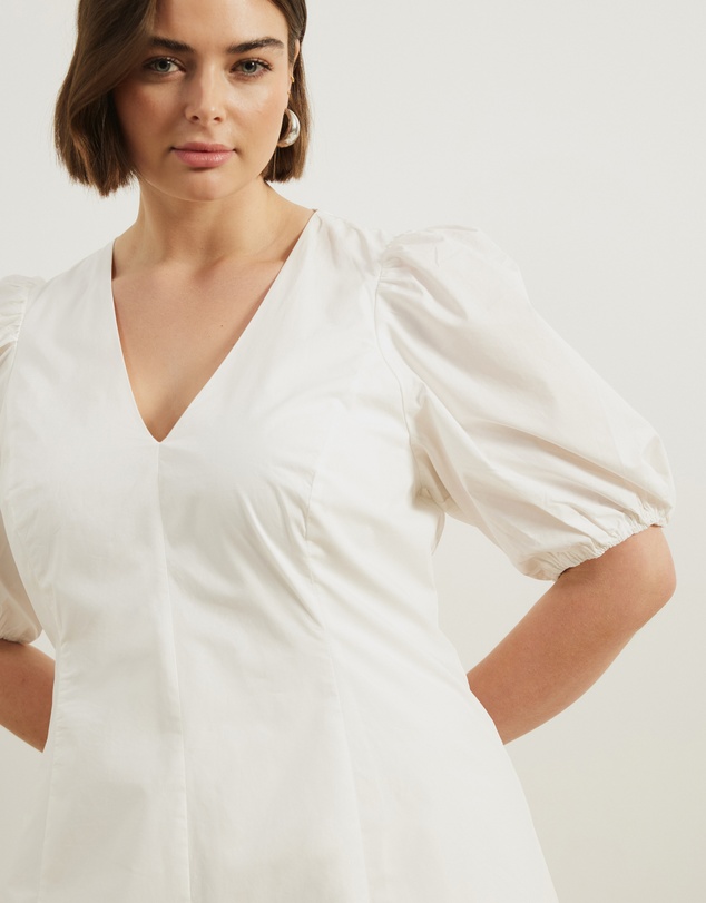 Atmos&Here Curvy - Ally Cotton Puff Sleeve Midi Dress
