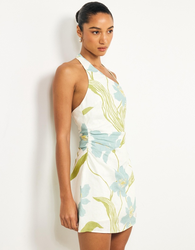 AERE - Sereia Ruched Linen Mini Dress