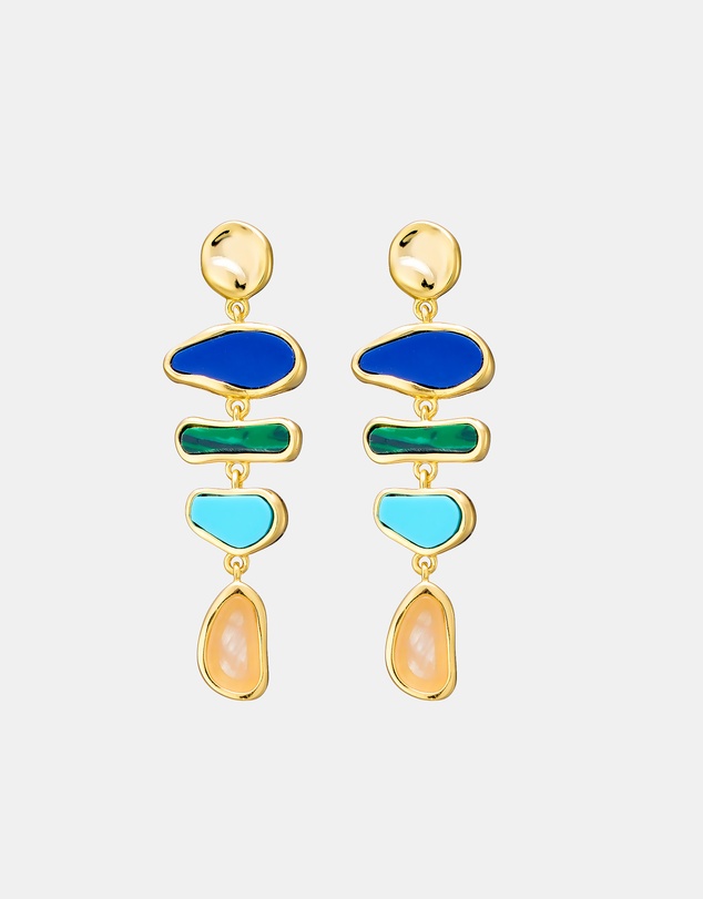 Zoe Olivia - 14K Gold Vermeil Prism Multistone Drop Earring