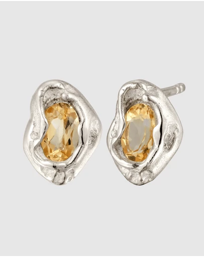 Elli Jewelry - Elli Jewelry Citrine Stud Earrings in 925 Silver