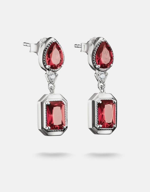 THOMAS SABO - THOMAS SABO Stud Earrings with Red Octagon Stones Silver