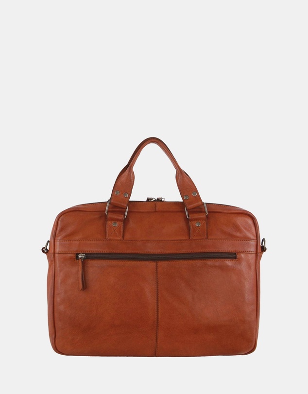 Pierre Cardin - Pierre Cardin Multi-Compartment Leather Computer Bag